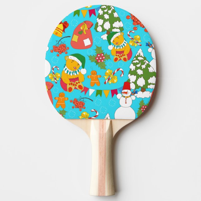 Teddy Bear Christmas: Kid-Friendly Pattern. Ping Pong Paddle (Front)