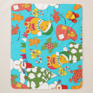 Teddy Bear Christmas: Kid-Friendly Pattern. Sherpa Blanket