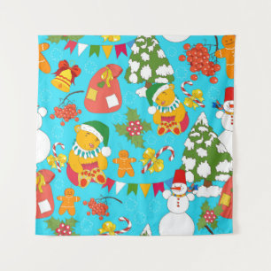 Teddy Bear Christmas: Kid-Friendly Pattern. Tapestry