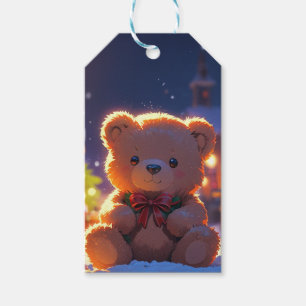 Teddy Bear Christmas Magic in Snowy Village Gift Tags