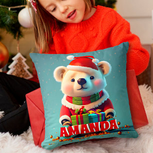Teddy Bear Christmas Personalised Kids Cushion