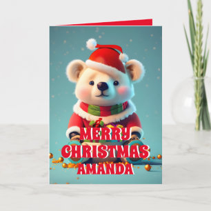 Teddy Bear Christmas Personalised Kids Photo Holiday Card