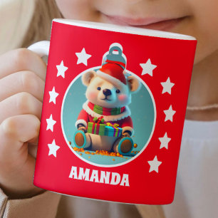 Teddy Bear Christmas Red Kids Hot Chocolate Mug