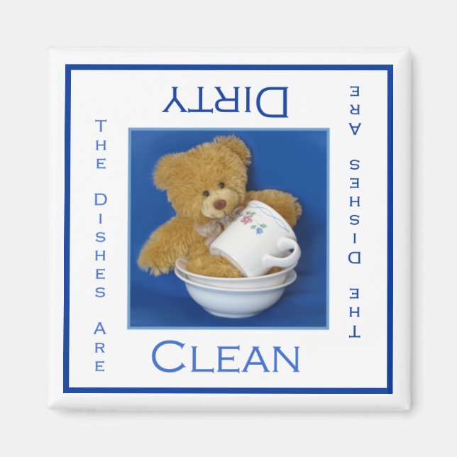 Teddy Bear Clean or Dirty Dishwasher Magnet (Front)