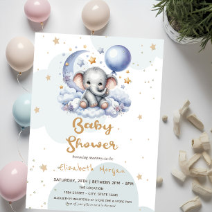 Teddy Bear Cloud Moon Stars Mailbox Baby Shower  Invitation