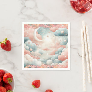 Teddy Bear clouds and moon Seating Chart  Napkin