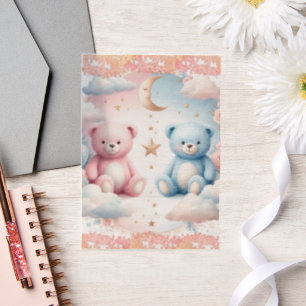 Teddy Bear clouds and moon Seating Chart Vellum Invitations