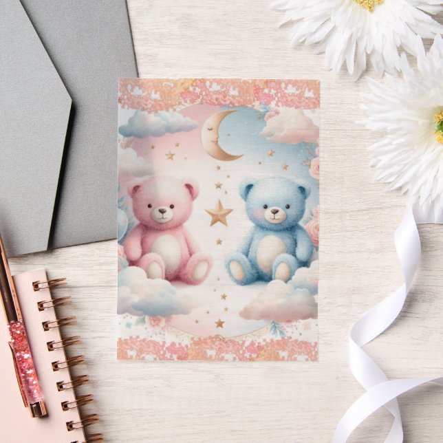 Teddy Bear clouds and moon Seating Chart  Vellum Invitations (Wedding)