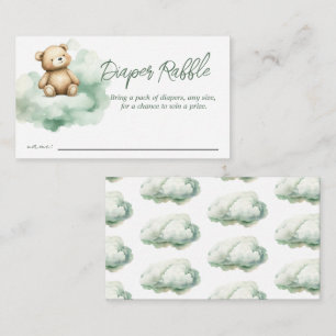 Teddy Bear Clouds Baby Shower Diaper Raffle Enclosure Card