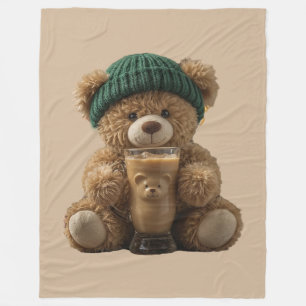 Teddy Bear Cold Brew Fleece Blanket