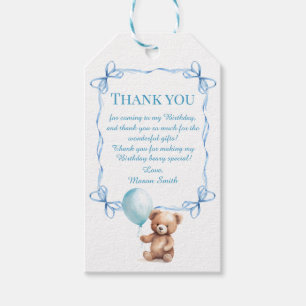 Teddy Bear Colourful Balloon Beary First Birthday  Gift Tags