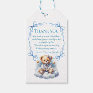 Teddy Bear Colourful Balloon Beary First Birthday Gift Tags