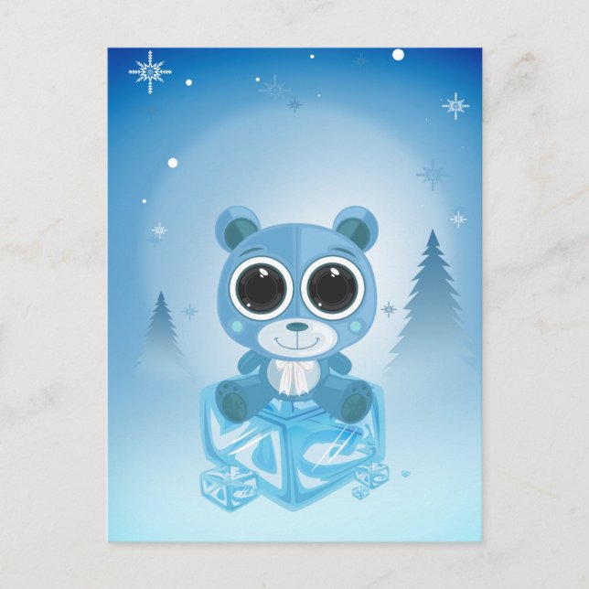 Teddy Bear - Cool Blue Postcard (Front)