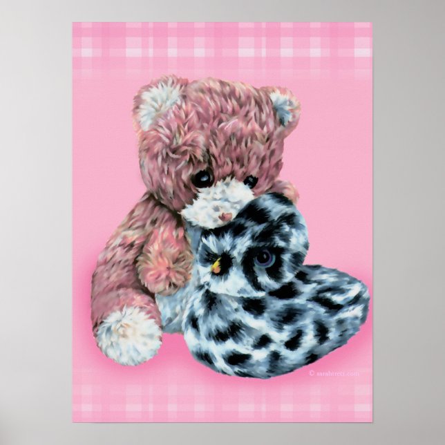 Teddy bear cuddles baby pink print (Front)
