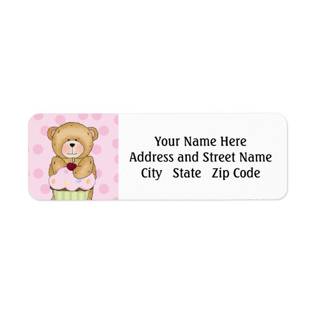 Teddy Bear Cupcake Party  Return Address Label (Front)