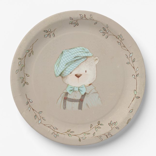 Teddy Bear Cute Adorable Paper Plate (Front)