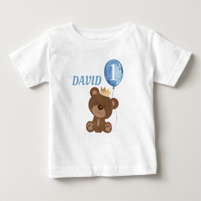 Teddy Bear Cute Baby Boy Birthday Baby T-Shirt (Front)