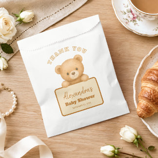 Teddy Bear Cute Brown Gender Neutral Baby Shower Favour Bag