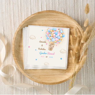 Teddy Bear Cute Gender Reveal Pink Blue Napkin