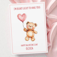 Teddy Bear Cute Kids Pink Happy Valentine's Day