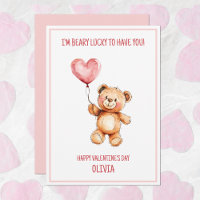 Teddy Bear Cute Kids Pink Happy Valentine's Day