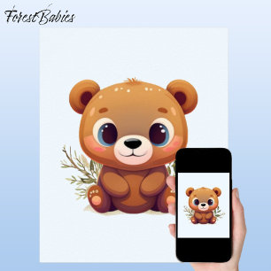 Teddy Bear Cute Light Blue Baby Woodland Animal 🧸 Poster