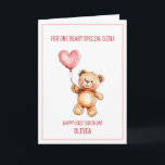 Teddy Bear Cute Pink Balloon Happy 1st Birthday Card<br><div class="desc">Teddy Bear Cute Pink Balloon Happy 1st Birthday Card. Make it yours! Click "Personalise this template" to customise the text, colours, background, or fonts. If you have any questions about customising your product or need design adjustments, just click the "Message" button below. We're always happy to help you create something...</div>