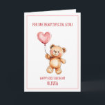 Teddy Bear Cute Pink Balloon Happy 1st Birthday Card<br><div class="desc">Teddy Bear Cute Pink Balloon Happy 1st Birthday Card. Make it yours! Click "Personalise this template" to customise the text, colours, background, or fonts. If you have any questions about customising your product or need design adjustments, just click the "Message" button below. We're always happy to help you create something...</div>