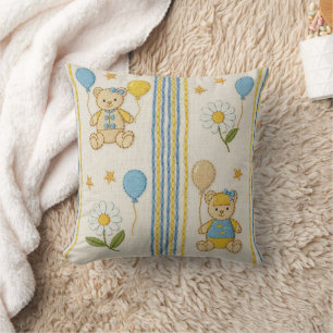 Teddy Bear Daisy Garden Pattern (10) Cushion