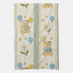 Teddy Bear Daisy Garden Pattern (10) Tea Towel