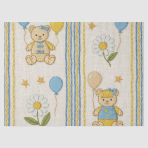 Teddy Bear Daisy Garden Pattern (10) Tissue Paper
