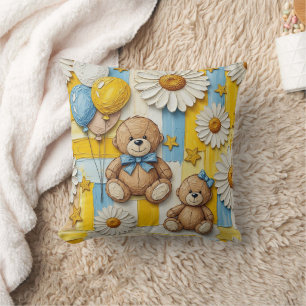Teddy Bear Daisy Garden Pattern (11) Cushion