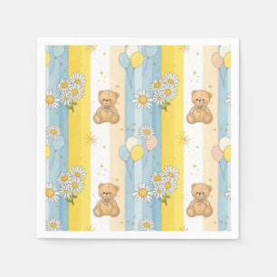 Teddy Bear Daisy Garden Pattern (13) Napkin