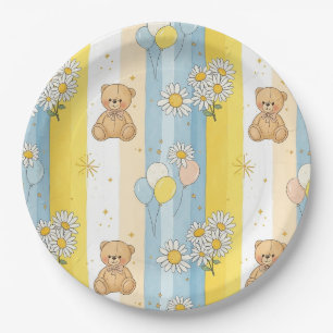 Teddy Bear Daisy Garden Pattern (13) Paper Plate