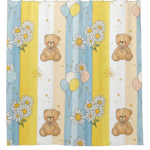 Teddy Bear Daisy Garden Pattern (13) Shower Curtain