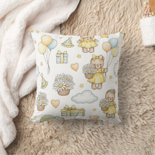 Teddy Bear Daisy Garden Pattern (14) Cushion