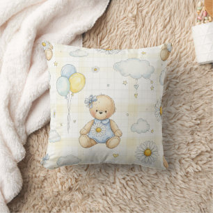 Teddy Bear Daisy Garden Pattern (15) Cushion