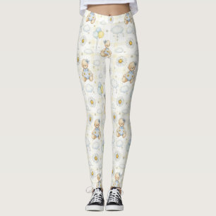 Teddy Bear Daisy Garden Pattern (15) Leggings