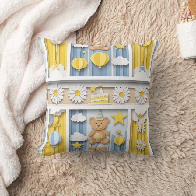 Teddy Bear Daisy Garden Pattern (18) Cushion (Blanket)