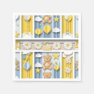 Teddy Bear Daisy Garden Pattern (18) Napkin