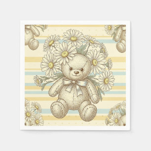 Teddy Bear Daisy Garden Pattern (1) Napkin