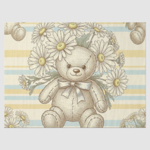 Teddy Bear Daisy Garden Pattern (1) Tissue Paper