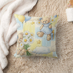 Teddy Bear Daisy Garden Pattern (2) Cushion