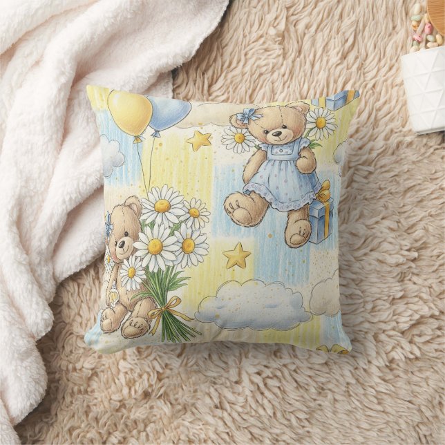 Teddy Bear Daisy Garden Pattern (2) Cushion (Blanket)