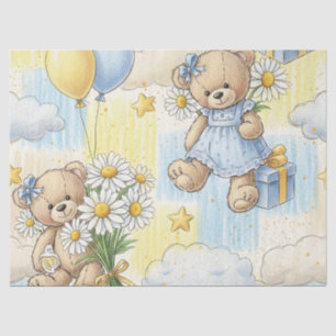 Teddy Bear Daisy Garden Pattern (2) Tissue Paper