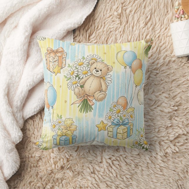 Teddy Bear Daisy Garden Pattern (3) Cushion (Blanket)