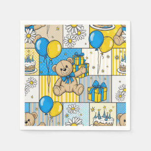 Teddy Bear Daisy Garden Pattern (4) Napkin