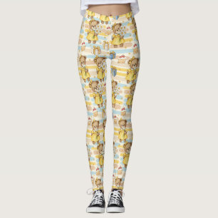 Teddy Bear Daisy Garden Pattern (5) Leggings