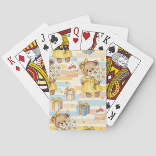 Teddy Bear Daisy Garden Pattern (5) Playing Cards