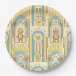 Teddy Bear Daisy Garden Pattern (6) Paper Plate
